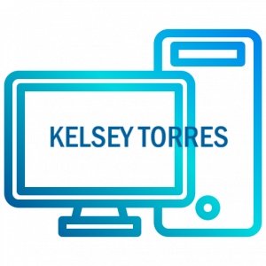 A computer screen displaying a name positioned in the center of it.